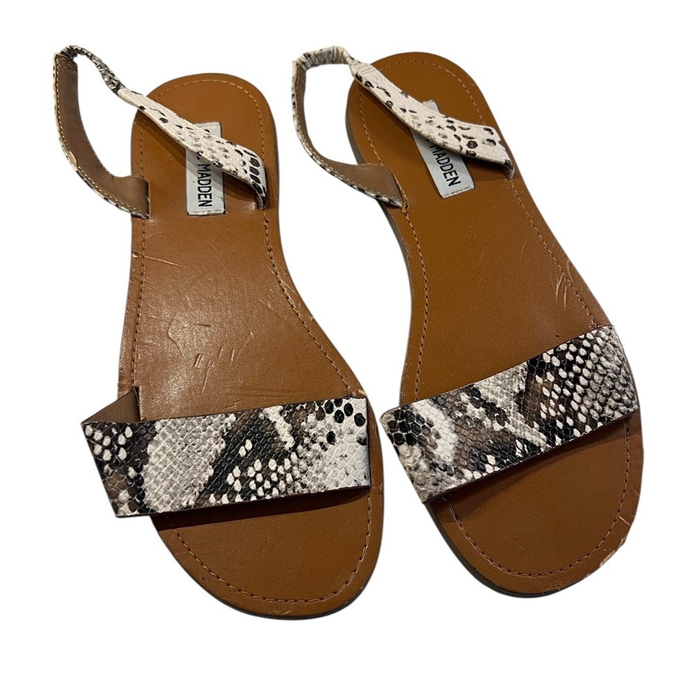 Steve Madden Alina Snake Flat Women's Sandals Size 8.5 M Open Toe Slingback